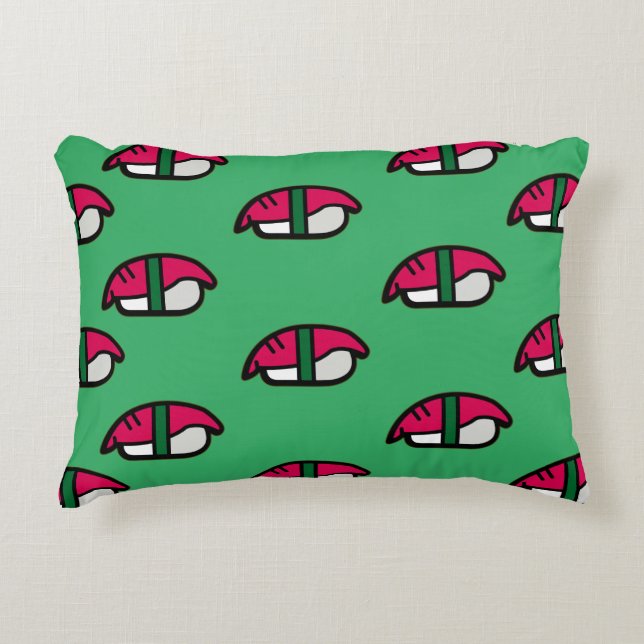 Cartoon Kawaii Sushi, Fischreis & Meeresalgen Dekokissen (Vorderseite)