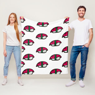 Cartoon Kawaii Sushi, Fischreis & Meeresalgen Fleecedecke