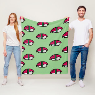 Cartoon Kawaii Sushi, Fischreis & Meeresalgen Fleecedecke