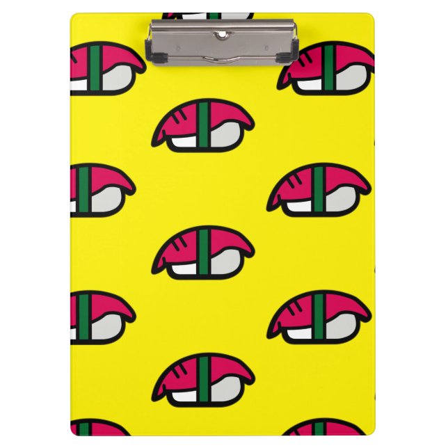 Cartoon Kawaii Sushi, Fischreis & Meeresalgen Klemmbrett (Vorderseite)