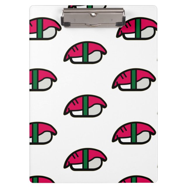 Cartoon Kawaii Sushi, Fischreis & Meeresalgen Klemmbrett (Vorderseite)