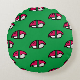 Cartoon Kawaii Sushi, Fischreis & Meeresalgen Rundes Kissen