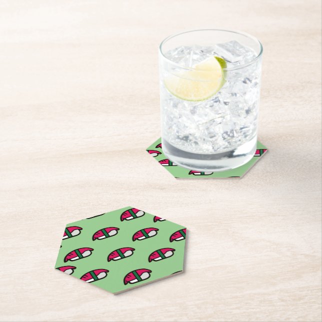 Cartoon Kawaii Sushi, Fischreis & Meeresalgen Untersetzer (Vor Ort)