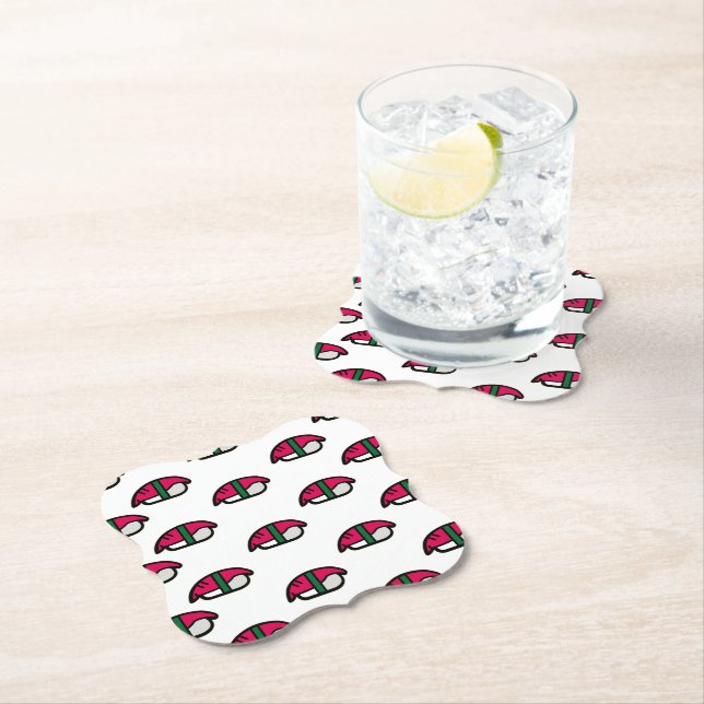 Cartoon Kawaii Sushi, Fischreis & Meeresalgen Untersetzer (Vor Ort)