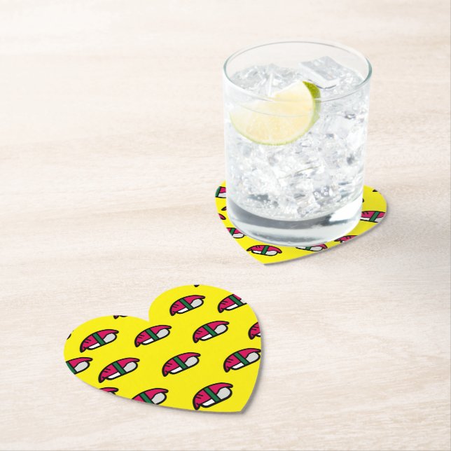 Cartoon Kawaii Sushi, Fischreis & Meeresalgen Untersetzer (Vor Ort)