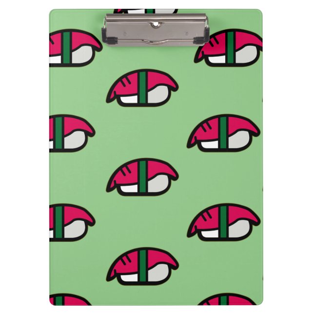 Cartoon Kawaii Sushi, Fischriese und Meeresalgen C Klemmbrett (Vorderseite)