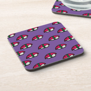 Cartoon Kawaii Sushi, Fischriese und Meeresalgen Getränkeuntersetzer