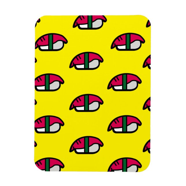 Cartoon Kawaii Sushi, Fischriese und Meeresalgen Magnet (Vertikal)