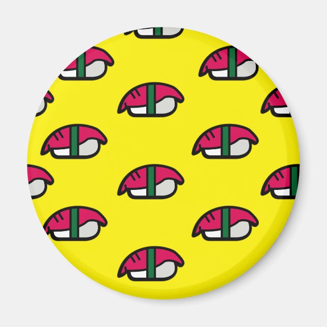 Cartoon Kawaii Sushi, Fischriese und Meeresalgen Magnet (Vorne)