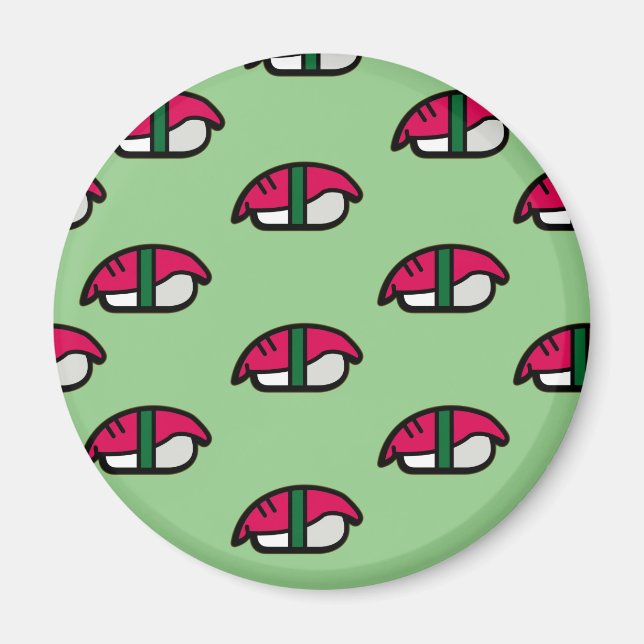 Cartoon Kawaii Sushi, Fischriese und Meeresalgen Magnet (Vorne)