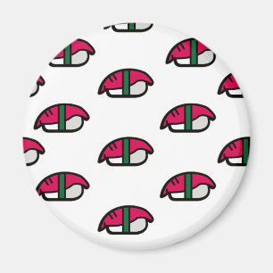 Cartoon Kawaii Sushi, Fischriese und Meeresalgen Magnet