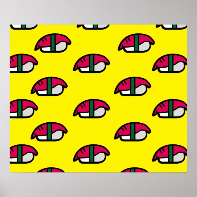 Cartoon Kawaii Sushi, Fischriese und Seetang-Poste Poster (Vorne)