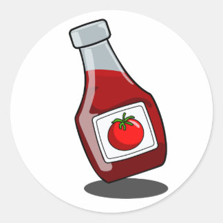 Cartoon Ketchup Flaschenetikett Runder Aufkleber