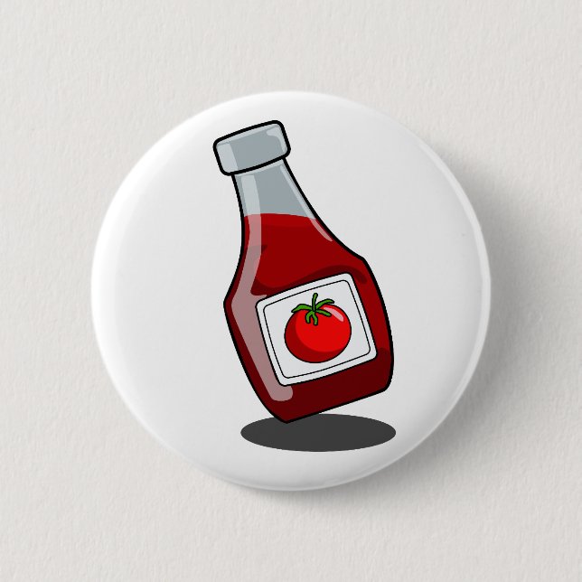 Cartoon Ketchup Flaschenkopf Button (Vorderseite)