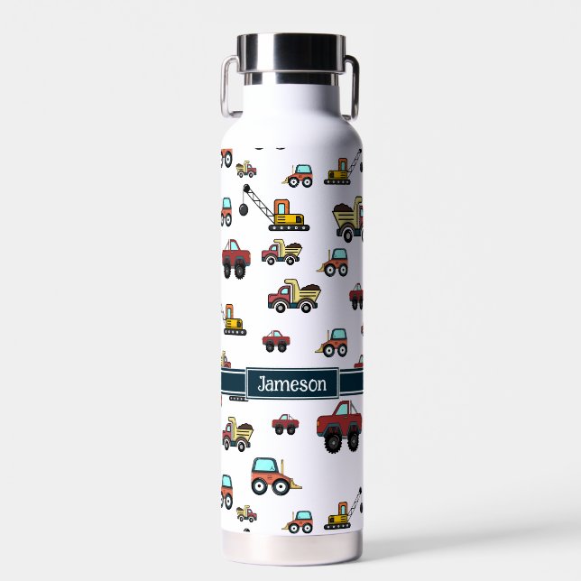 Cartoon Kfz-Kranname Personalisiert Trinkflasche (Vorne)
