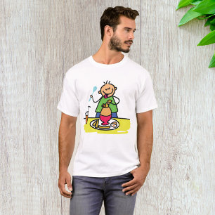 Cartoon Kid Genuss Mahlzeit mit Saft und Ei T-Shirt