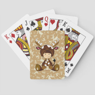 Cartoon Kind in Reindeer-Kostüm Spielkarten