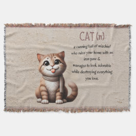 Cartoon Kitten Cat Definition Throw Gift Decke