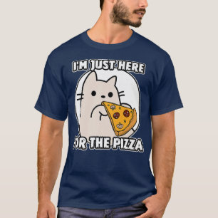 Cartoon Kitten Hier für die Pizza T-Shirt