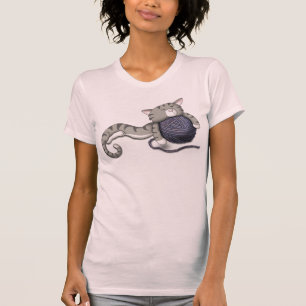 Cartoon Kitty mit Garnkugel T-Shirt