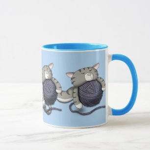 Cartoon Kitty mit Garnkugel Tasse