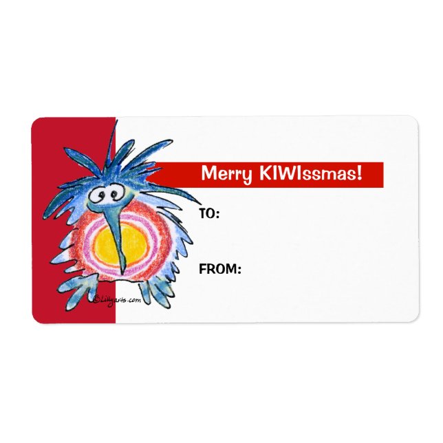 Cartoon Kiwi Bird 4 Weihnachtsgeschenke Tag Labels (Vorne)
