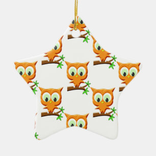 Cartoon Kleine Owl auf Zweigmuster Keramik Ornament