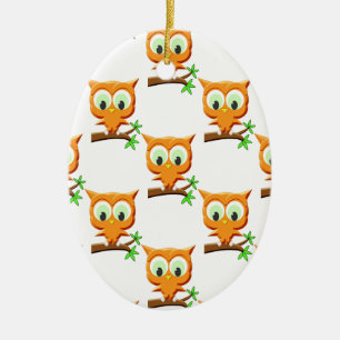 Cartoon Kleine Owl auf Zweigmuster Keramikornament