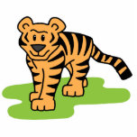 Cartoon-Klipp-Kunst-bengalischer Tiger-große Katze Freistehende Fotoskulptur<br><div class="desc">Cartoonclipkunst,  die einen orange und schwarzen gestreiften bengalischen Tiger im Dschungel kennzeichnet.</div>