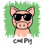 Cartoon-Klipp-Kunst-cooles Schwein mit Freistehende Fotoskulptur<br><div class="desc">Cartoonclipkunst mit einem lächelnden rosa Schwein,  das coole Sonnenbrillen trägt. Er hat seine Schatten und ein großes Grinsen.</div>