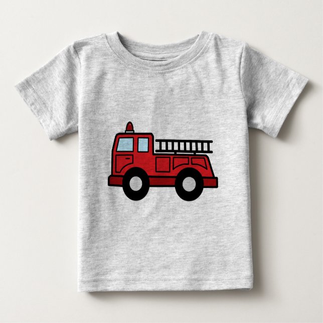 Cartoon-Klipp-Kunstfiretruck-Notfahrzeug-LKW Baby T-shirt (Vorderseite)