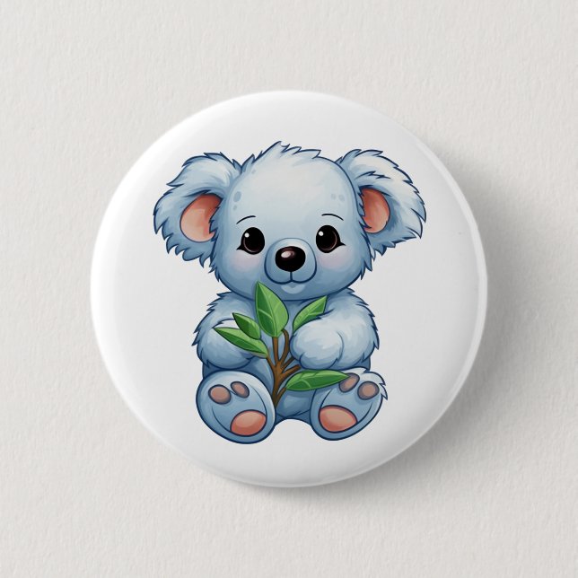 Cartoon Koala-Illustration Button (Vorderseite)