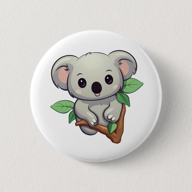 Cartoon Koala-Illustration Button (Vorderseite)