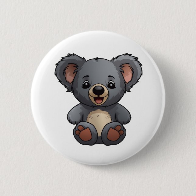 Cartoon Koala-Illustration Button (Vorderseite)