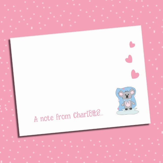 Cartoon Koala Kid Post-it-Hinweise Post-it Klebezettel (Closeup view )