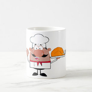 Cartoon Koch Holding Roast Türkei Kaffeetasse