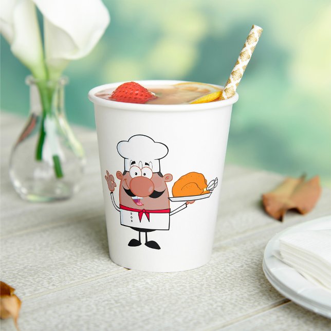 Cartoon Koch Holding Roast Türkei Pappbecher (Von Creator hochgeladen)