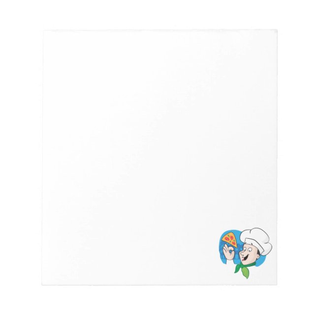 Cartoon Koch mit Pizza Notizblock (Vorderseite)