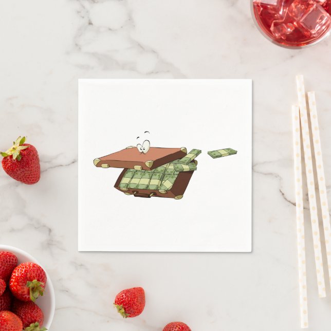 Cartoon-Koffer voll mit Geldautomaten Serviette (Beispiel)