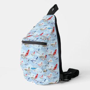 Cartoon kommerzielle Flugzeuge nahtlose Musterfabr Crossbody Bag