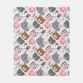 Cartoon Kopf Muster.w BG Fleecedecke