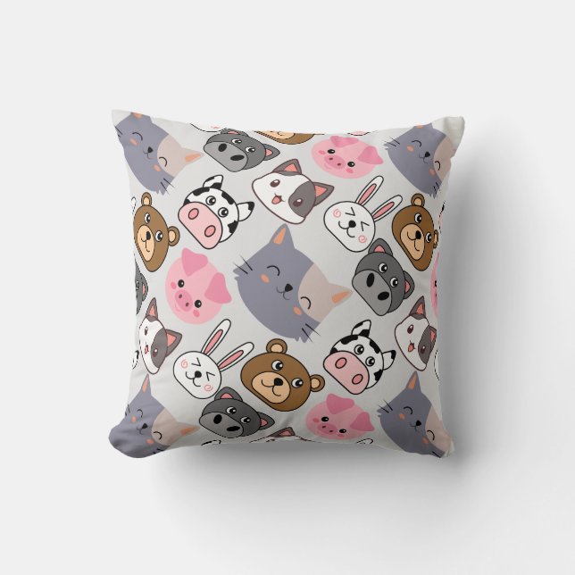 Cartoon Kopf Muster.w BG Kissen (Vorderseite)