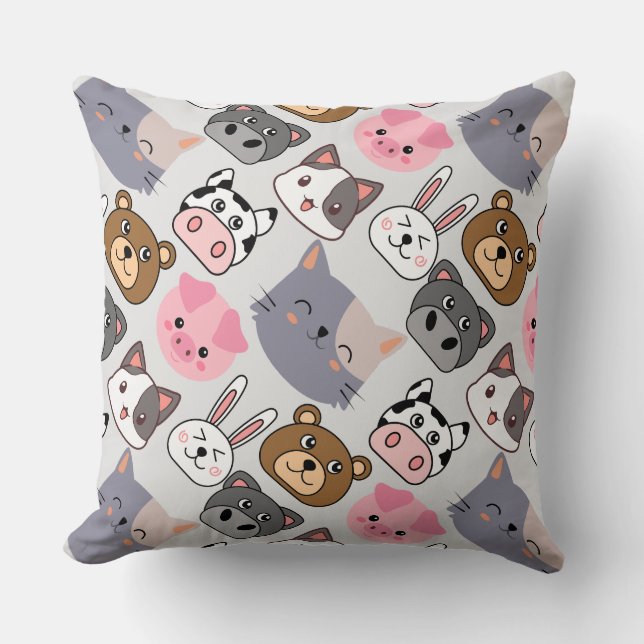 Cartoon Kopf Muster.w BG Kissen (Vorderseite)