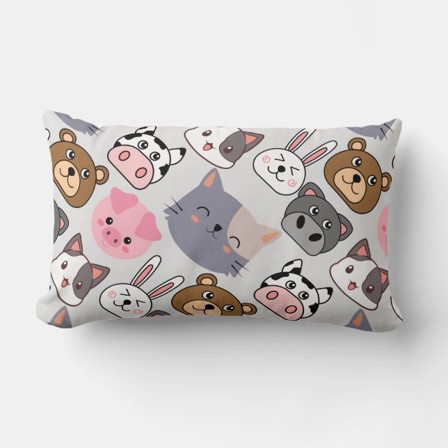 Cartoon Kopf Muster.w BG Lendenkissen (Vorderseite)