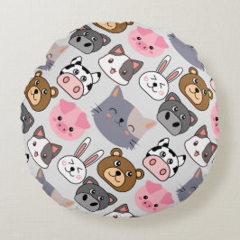 Cartoon Kopf Muster.w BG Rundes Kissen