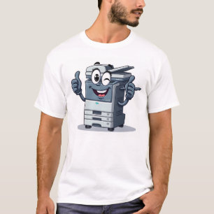 Cartoon Kopiermaschine Maskottchen mit Legen und B T-Shirt