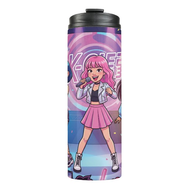 Cartoon KPop Mädchen Gruppe Thermosbecher (Vorderseite)