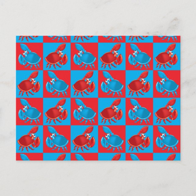 Cartoon-Krabbenmosaik Postkarte (Vorderseite)