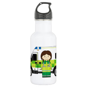Cartoon-Krankenwagen und EMT Edelstahlflasche