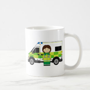 Cartoon-Krankenwagen und EMT Kaffeetasse